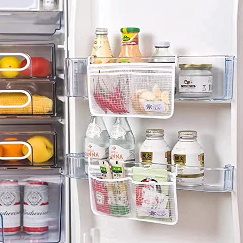 HD HONGDING 4 ADET Buzdolabı Kapı Organizatör Seti, Mutfak Saklama Çantası için Buzdolabı Asılı Örgü Çanta, Buzdolabı