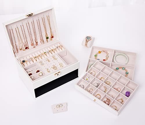 Zumıer Vintage Mücevher Kutusu Organizatör Yüzük ve Kolye için, Noel Doğum Günü Sevgililer Günü Hediyesi için çekmecenin