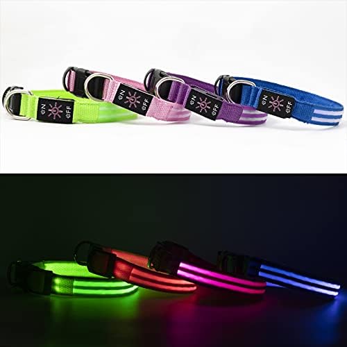 GUDPUP Light Up Çift LED Fiber Köpek Tasmaları, Gece Yürüyüşü için Karanlıkta Parlayan LED Köpek Tasması, Evcil Hayvan