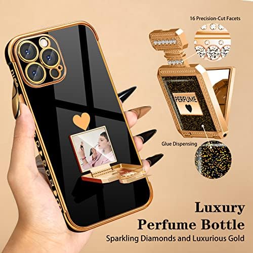 Metal Parfüm Şişesi Ayna Standı ile iPhone 12 Pro Max Kılıf için Buleens, 12 Pro Max Kılıf için Sevimli Kadın Girly
