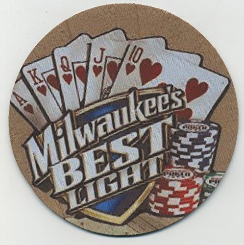 Milwaukee'nin en iyi hafif Birası - Royal Flush Poker-4'lü Bardak Altlığı Seti -