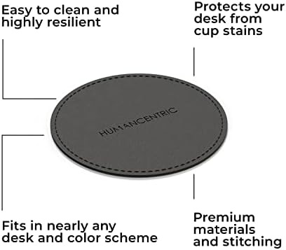 HumanCentric Siyah Deri Bardak Altlığı-Dört Paket Premium Ultra İnce PU Deri İçecek Bardak Altlığı, Masa Bardak Altlığı,