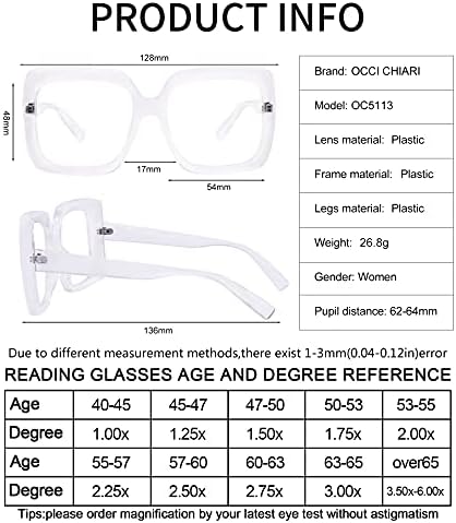 OCCI CHIARI mavi ışık engelleme okuma gözlüğü kadın büyük bilgisayar okuyucular(1.0 1.25 1.5 1.75 2.0 2.25 2.5 2.75