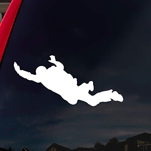 SoCoolDesign Paraşütle Atlama Serbest Düşüş Araba Pencere Vinil çıkartma 4 Geniş (Beyaz)