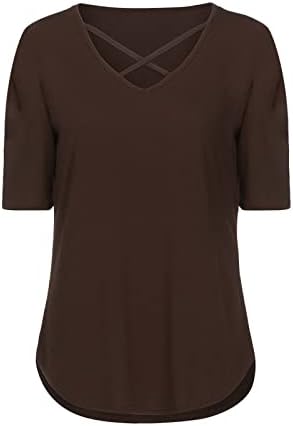 Bluz T Shirt Bayanlar için 2023 Kısa Kollu V Boyun Pamuk Brunch Wrap Flare Geniş Bacak Temel Çizme Kesim Bluz V6