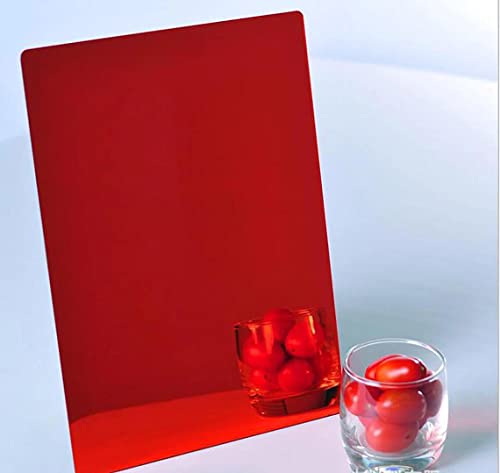 2 Set Akrilik Levha 1/8 Kırmızı Ayna, Kırmızı Aynalı Akrilik Lucite Pleksiglas Levha (Gerçek Boyut 11.875 x 11.875)