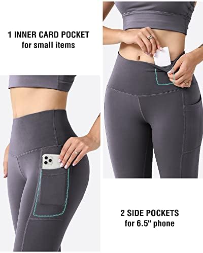 LZYVOO Kadınlar için Cepler ile 3 Paket Tayt,Yüksek Waisted Egzersiz Karın Kontrol Yoga Pantolon