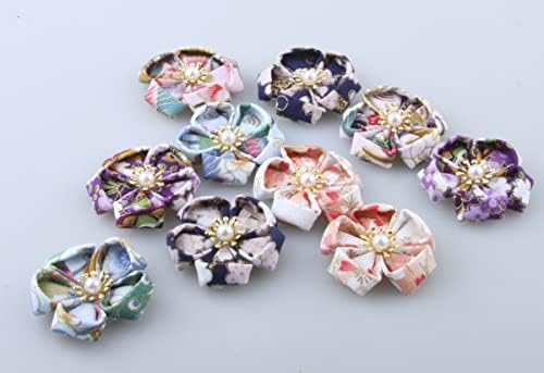 MAHAVİMOKSA 40mm” 1.57 10 adet Karışık 5 Renkler Japon Tarzı Kumaş Çiçek DIY Craft için saç tokası Saç Yay Buketleri