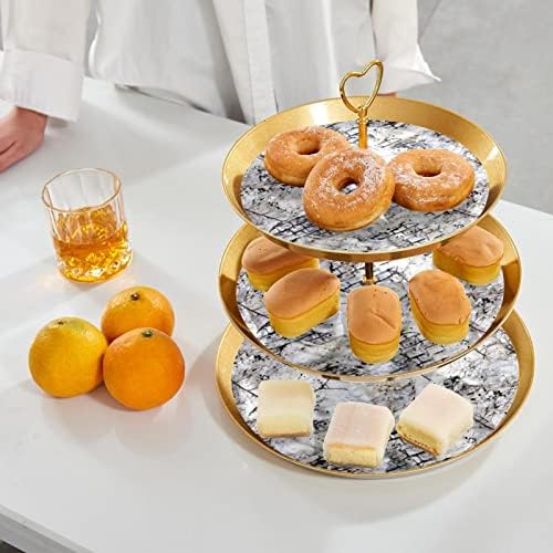 Soyut Renk Blok Kek Tutucu Pasta, 3 Katmanlı Plastik Altın Kek Standı Tatlı Masa, Cupcake Ağacı Kulesi Ekran Standı