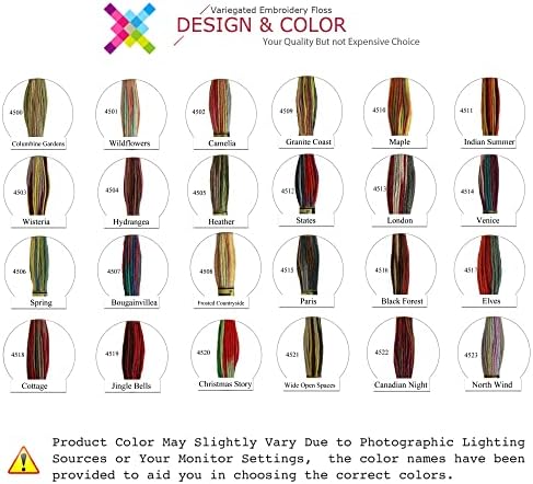 Büyülü Renk Alacalı Çapraz Dikiş İpliği Renk Varyasyonları Nakış İpi Paketi, 8.7 Yard, Londra, 12 Skeins paketi
