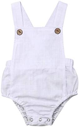 LOPJGH Yenidoğan Bebek Yaz Romper Unisex Düz Renk Düğmesi Tulum Kolsuz Backless Tulum Kıyafetler 1 Adet
