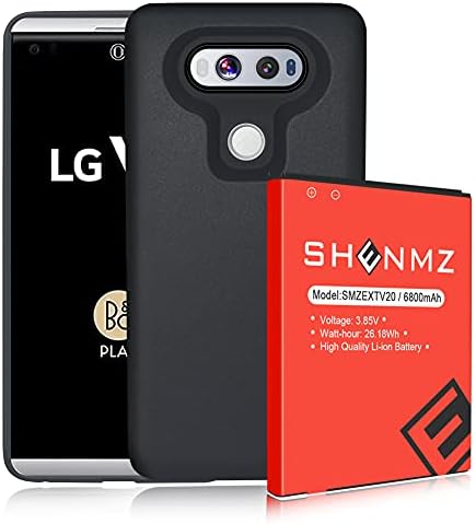 SHENMZ LG V20 Pil, 6800 mAh (Fazla 2X Ekstra Pil Gücü) yedek LG V20 Genişletilmiş Pil BL-44E1F ile Siyah TPU Kılıf
