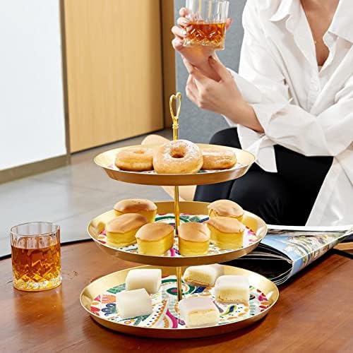Kek Standı Seti 3 Katmanlı Cupcake Standları Kullanımlık Pasta Tabağı Düğün Doğum Günü çay Partisi Süslemeleri, Paisley