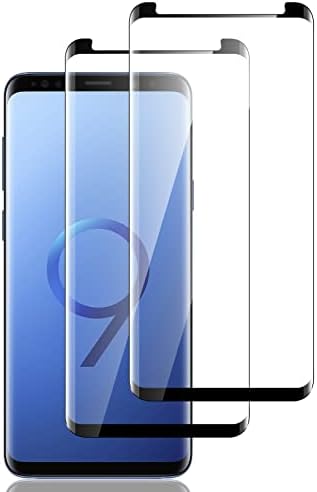Samsung Galaxy S9 / S8 ekran koruyucu için LYWHL 2 paket, [Vaka dostu] Temperli cam HD temizle 9 H sertlik 3D Kavisli