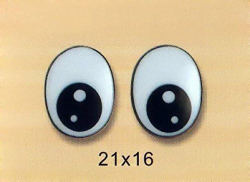 21mm x 16mm Oval Komik Gözler / Güvenlik Gözleri / Baskılı Gözler-6 Çift