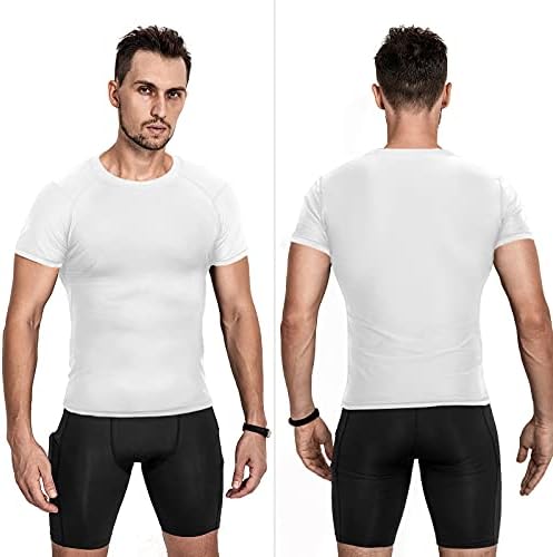 Nıksa erkek Sıkıştırma Gömlek 3 Paket, Kısa Kollu Atletik Sıkıştırma Serin Kuru Egzersiz T Gömlek Tops