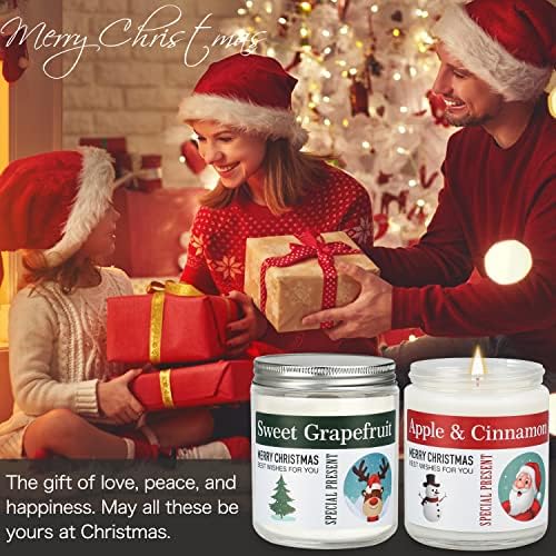 Kadınlar için Noel Hediyeleri Elma Tarçın ve Tatlı Greyfurt Noel Kokulu Mumlar Uzun Ömürlü Soya Aromaterapi Mum Noel
