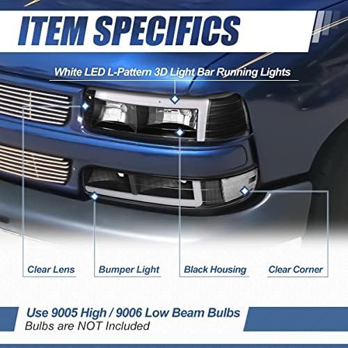 Oto Hanedanı Tampon Lambaları ile 4 Adet 3D LED DRL Farlar Meclisi Chevy Silverado Suburban 1500 1500HD 2500HD 3500
