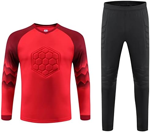 Loodgao Gençlik Erkek Kaleci Forması Eşofman Yastıklı Futbol Kaleci Gömlek ve Sweatpants Eğitim futbol Üniforması