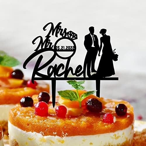 Rustik Düğün Pastası Topper Akrilik Siyah Kişiselleştirilmiş Ülke Çiftler İçin Düğün Yıldönümü Parti Malzemeleri