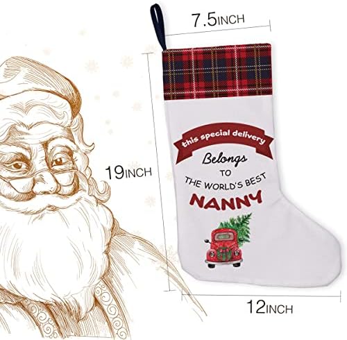 GOLSOO En İyi Dadı Çuval Bezi Noel Çorap dünyanın En İyi Dadı Kırmızı Buffalo Ekose Noel Çorap Asılı Noel Dekorasyon