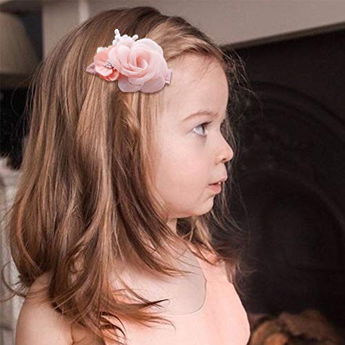 Çiçek Saç Klipleri Seti Bebek Kız için Hafif Çiçek Saç Yay Aksesuarları Butik Tamamen Astarlı Timsah Klip 3 adet
