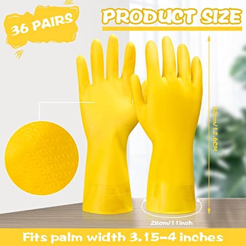 Gandeer 48 Pairs Bulaşık Yıkama temizlik eldiveni Yeniden Kullanılabilir Lastik Eldiven Ev Mutfak Uzun Sarı Eldiven