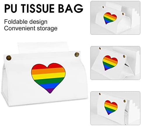LGBT Kalp Doku Kutusu Kapağı Modern PU Deri Peçeteler Dokular Küp araba için tutucu Banyo Gece Standları Ofis