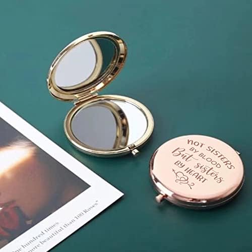 Tuklye 2 Adet Sisters by Heart Kompakt Makyaj Aynası-Kadınlar için Doğum Günü Hediyeleri, Sevgililer Günü Mezuniyet