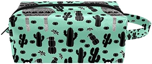 TBOUOBT Makyaj Çantası Seyahat Kozmetik Çantası Kılıfı Çanta Çanta ile Fermuar, Lama Bitki Yeşil Sanat Boyama