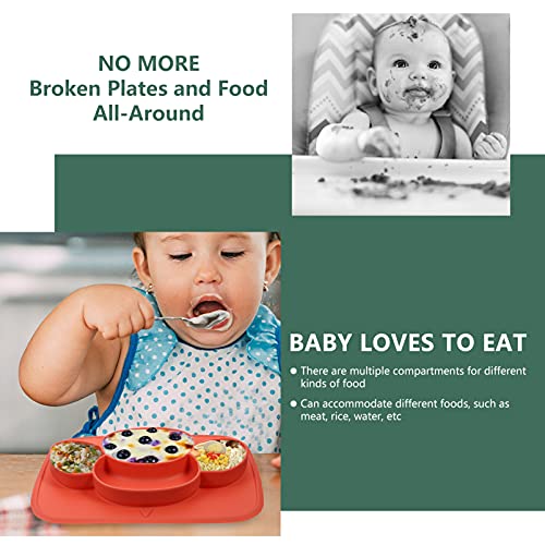 Kisangel Toddler Çatal Silikon Emme Kase ile Gıda Çanak Besleme Bebek Yemeği Silikon Emme Bölünmüş Kase Karikatür