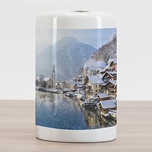 Ambesonne Alpleri Seramik Diş Fırçası Tutacağı, Dağ Kasabası Manzarası Kışın Hallstatt Göl Kenarı Kasabası Avusturya