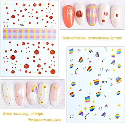 KYVIAUM 10 Yaprak Tırnak Çıkartmalar, 3D Kendinden Yapışkanlı Nail Art Etiketler Çıkartmaları DIY Nail Art Dekorasyon