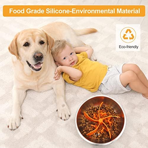 PANZZDA Spiral Yavaş Besleyici Köpek Kaseleri Silikon Ahtapot Vantuzları Takın Süper Emiş Paslanmaz Çelik Plastik