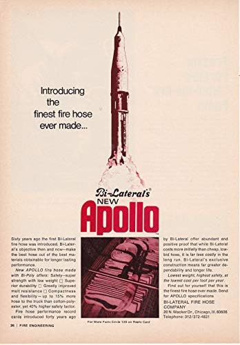 1971 Orijinal Dergi Baskı Reklamı 2 Apollo Yangın Hortumu