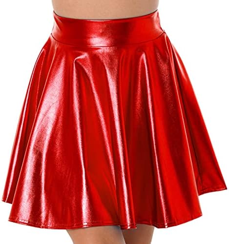 Linjinx kadın PVC Şeffaf Pilili Etek Clubwear Yüksek Bel See Through Kısa Mini Etek