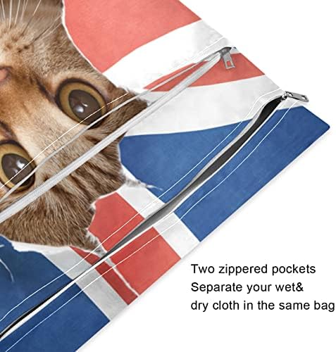ZZXXB Kedi İngiliz Bayrağı Su geçirmez Islak Çanta Kullanımlık Bez Bebek Bezi Islak Kuru fermuarlı çanta Cep Seyahat
