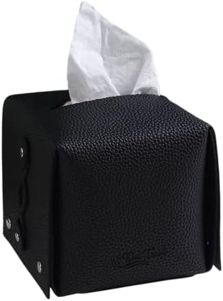 Doku Kutusu Kapağı-Modern 5X5X5 PU Deri Kare Kutu Doku Kutusu Tutacağı-Dekoratif Yüz Kağıt Düzenleyici Dağıtıcı Banyo