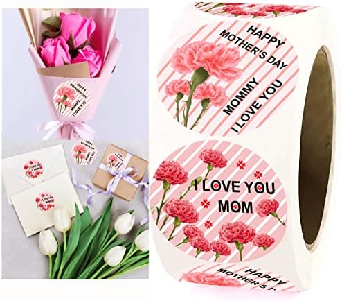Mutlu Anneler Günü Çıkartmaları anneler Günü Etiketleri 1.5 İnç Çiçek anneler Günü Hediye Etiketi Kartı, hediye Paketi