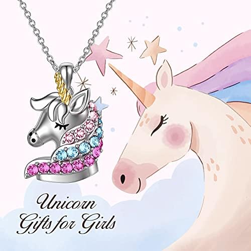 AOBOCO Gümüş Unicorn Kolye, Unicorn Takı Doğum Günü Hediyeleri için Kız Kızı Torunu Kadın