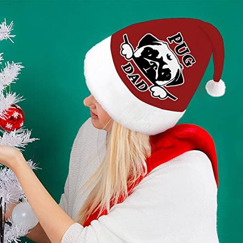 Pug Baba Noel Şapka Santa Şapka Unisex Yetişkinler için Konfor Klasik Noel Kap Noel Partisi Tatil için