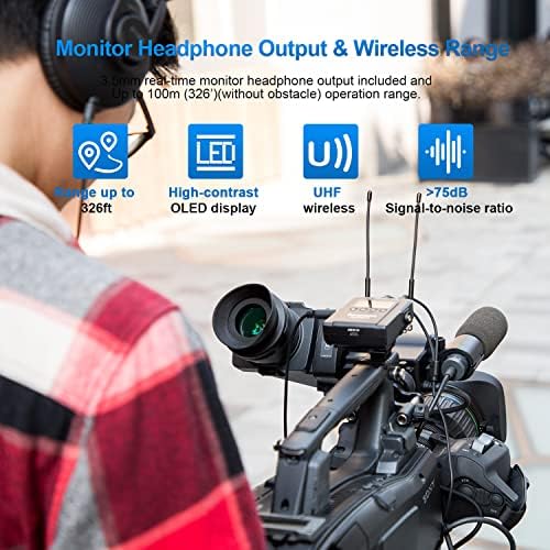 Çift Kanallı Kamera Montajlı Alıcıya Sahip Saramonic Gelişmiş Kablosuz UHF Yaka Sistemi, Premium DK3A Yaka, Li-İon