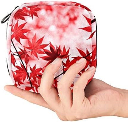 Kırmızı Sonbahar Akçaağaç Yaprağı temizlik peçeteleri saklama çantası Regl Pad Çantası Taşınabilir regl kupası fermuarlı