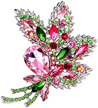 Büyük kadın zarif avusturyalı renk kristal rhinestone yaprak buket broş pins kadınlar için moda broşlar ığneler