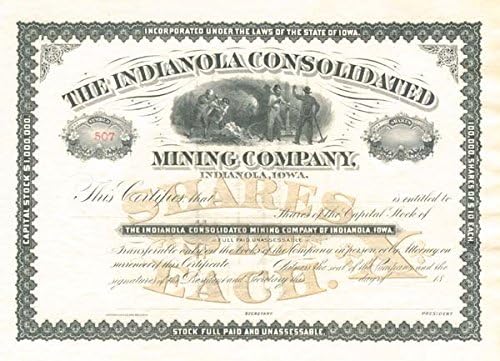 Indianola Konsolide Madencilik A. Ş. - Stok Sertifikası