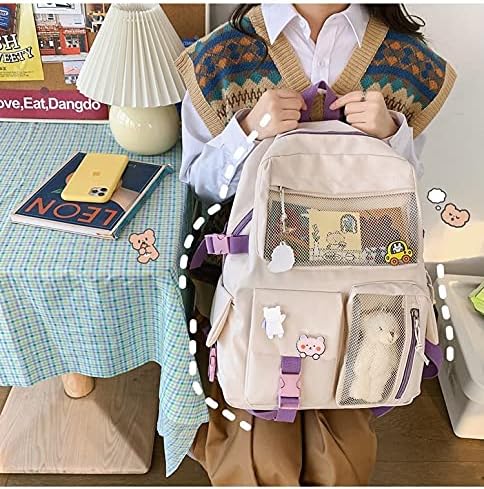 CM C & M WODRO Kawaii Sırt Çantası Kızlar Kadınlar için Pin Ayı Aksesuarları Sevimli Kolej Lise sırt çantası Dizüstü