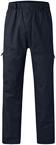 MIASHUI İnşaat Pantolon Erkekler için Erkek Gevşek Pamuk Artı Boyutu Cep Lace Up Elastik Bel Pantolon Pantolon Ağır