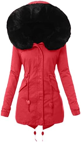 NOKMOPO Ceket Kadın Bayan Ceket Kadın Kış Sıcak Kalın Uzun Ceket Kapşonlu Palto Kadın Kışlık Mont