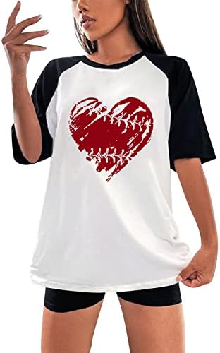 Gömlek Kadınlar için 2023 erkek ve kadın Aynı Stil Raglan Kısa Kollu Yeni Beyzbol Aşk Raglan Yuvarlak Boyun Düz