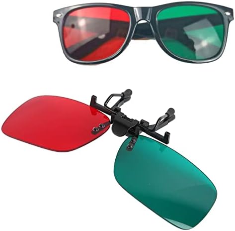 Kırmızı Yeşil Gözlük Klipsi Sol Yeşil Sağ Kırmızı Ambliyopi Gözlükleri, Kırmızı Yeşil Gözlük Görme ve 3D için Gözlükler,